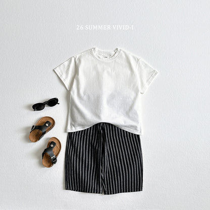 【PREORDER受付終了、ご希望はお問い合わせください。】5.9分丈 Stripe Linen Pants