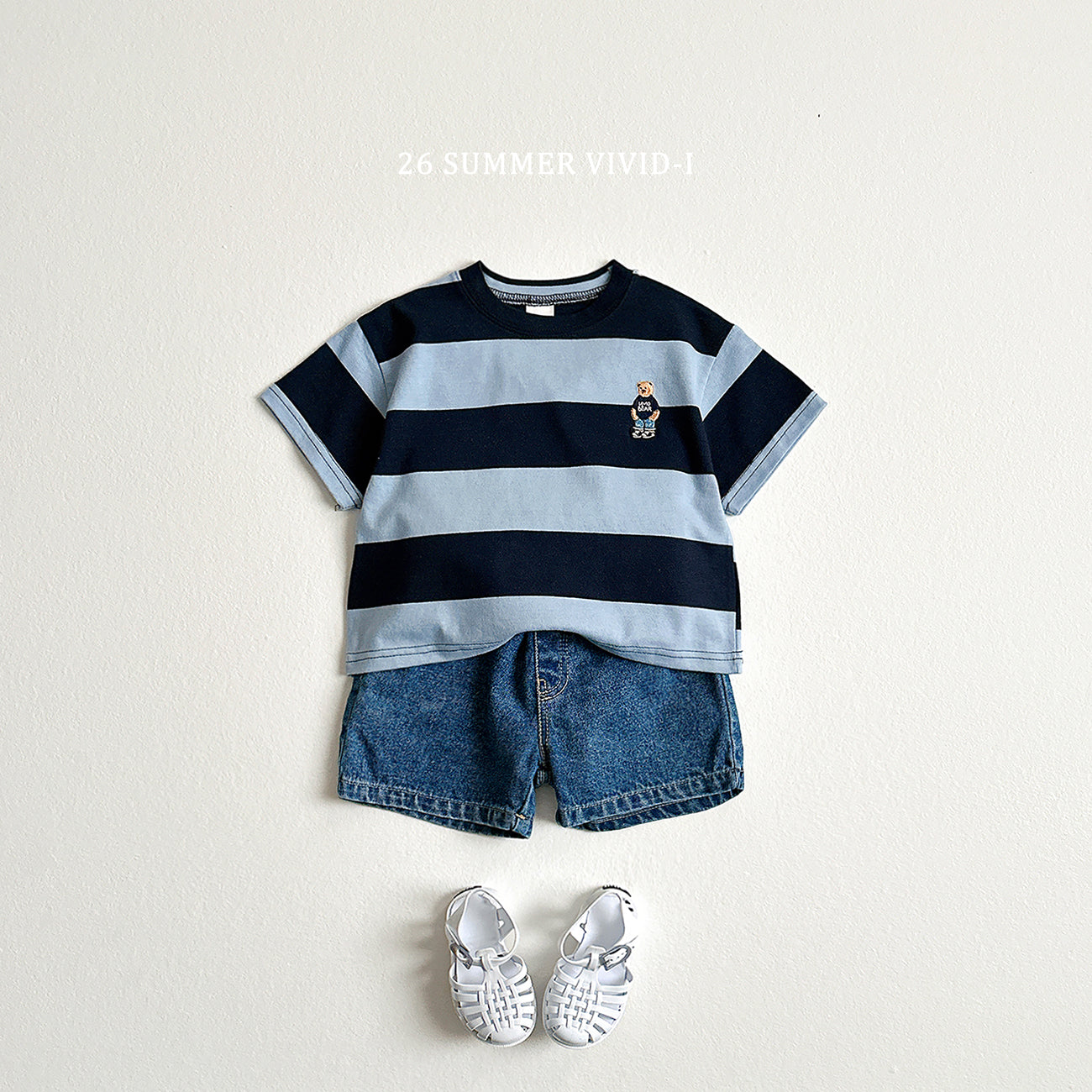 【PREORDER受付終了、ご希望はお問い合わせください。】60.Big Stripe Bear Embroidery ShortSleeve Tee