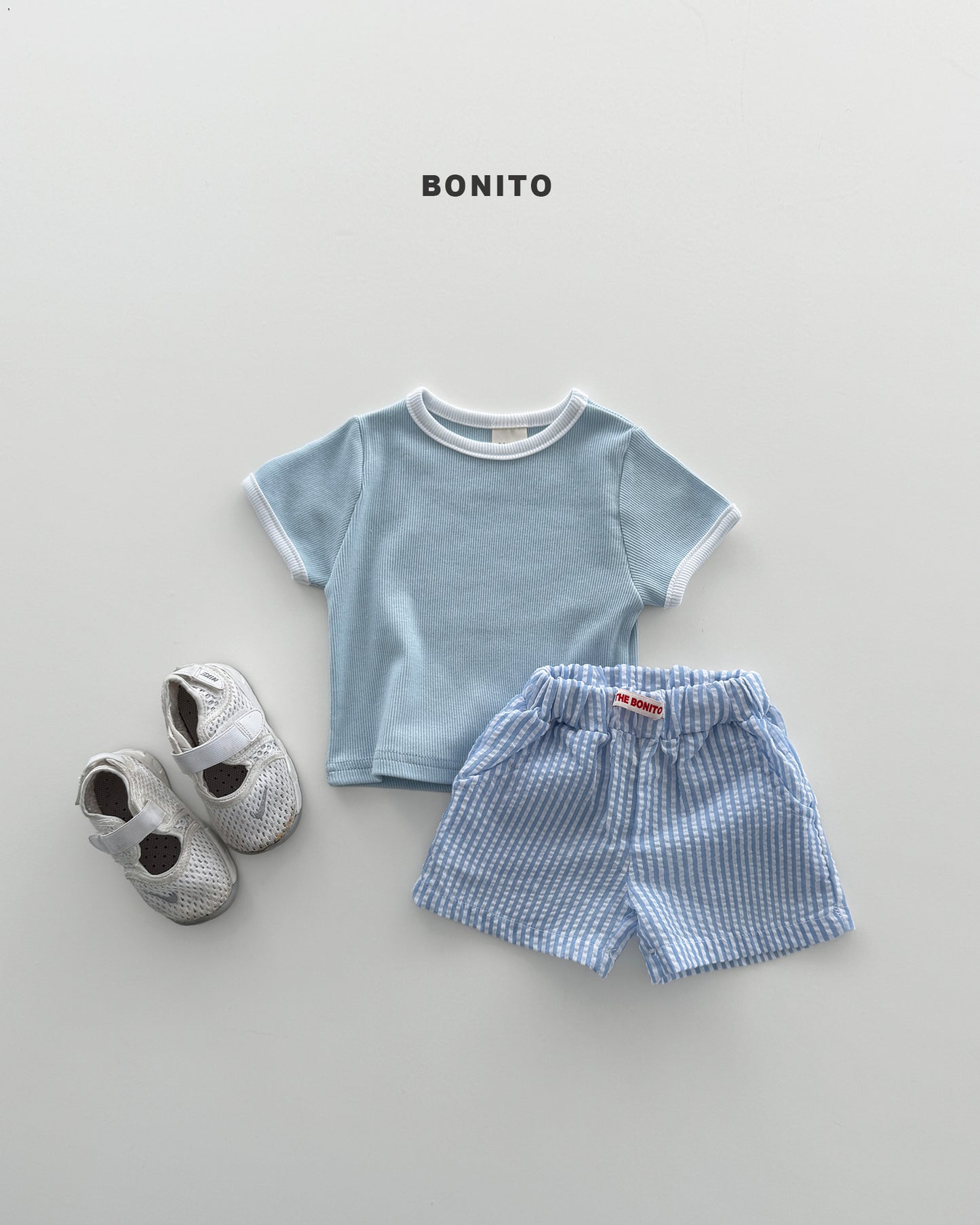 【期間限定 PRE-ODER】7.Bébé Vertical Stripe Shorts Set