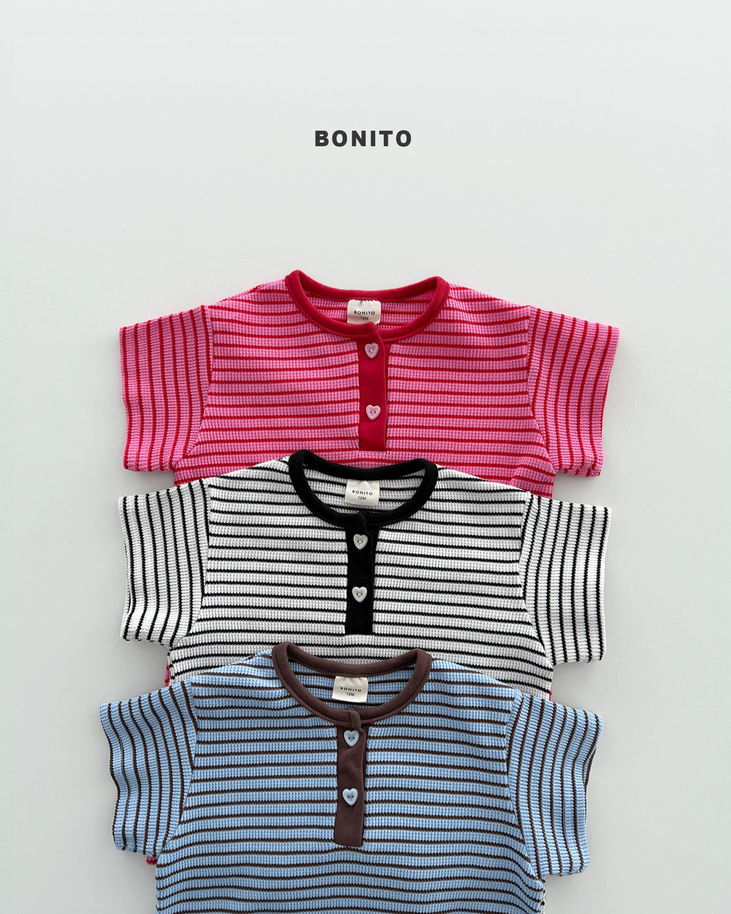 【期間限定 PRE-ODER】9.Bébé Summer Waffle Stripe Henley Suit
