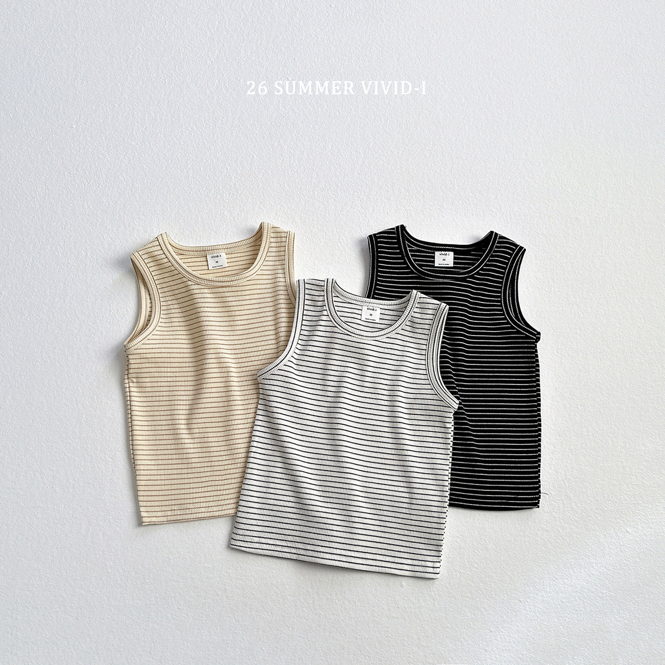 【PREORDER受付終了、ご希望はお問い合わせください。】84.[Set] Stripe Rib Sleeveless Top