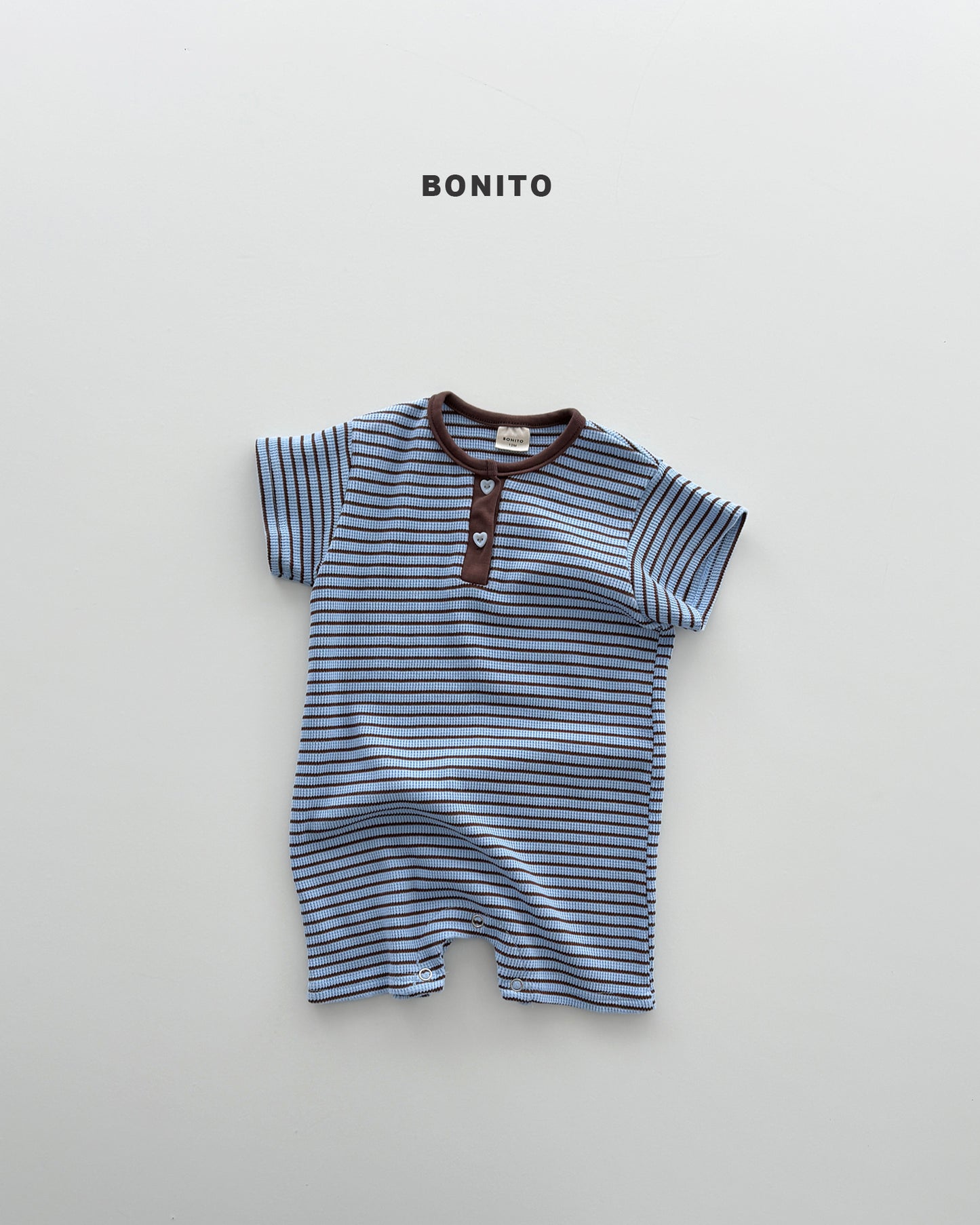 【期間限定 PRE-ODER】9.Bébé Summer Waffle Stripe Henley Suit