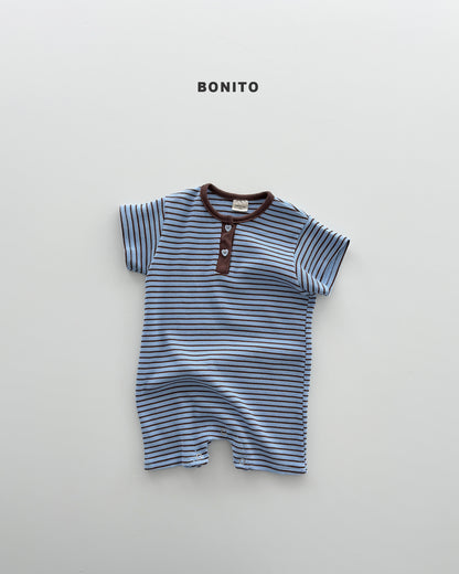 【期間限定 PRE-ODER】9.Bébé Summer Waffle Stripe Henley Suit