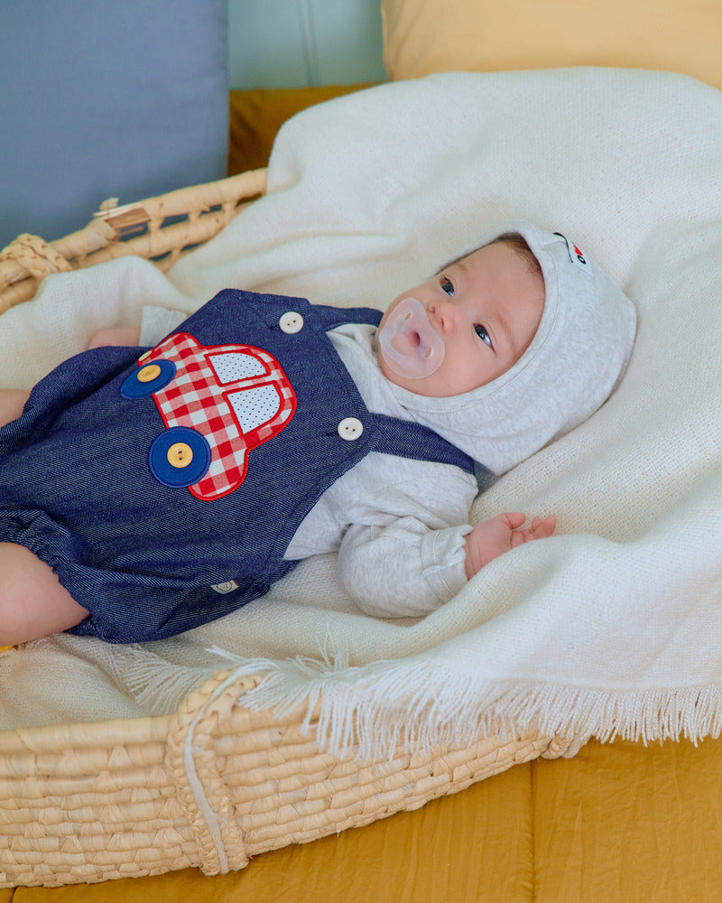【PRE-ODER〆8.9(sun)】47.(Bebe) Vroom Vroom Denim Romper | oottbebe