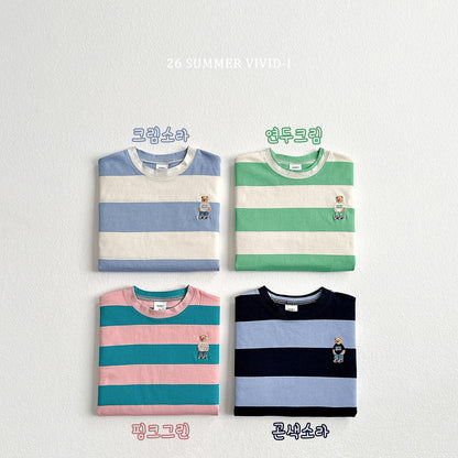 【PREORDER受付終了、ご希望はお問い合わせください。】60.Big Stripe Bear Embroidery ShortSleeve Tee