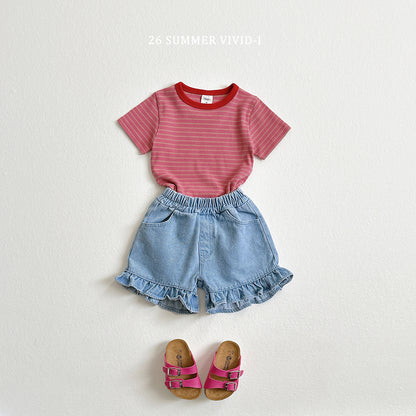 【PREORDER受付終了、ご希望はお問い合わせください。】12.Frill NonFade Denim Shorts