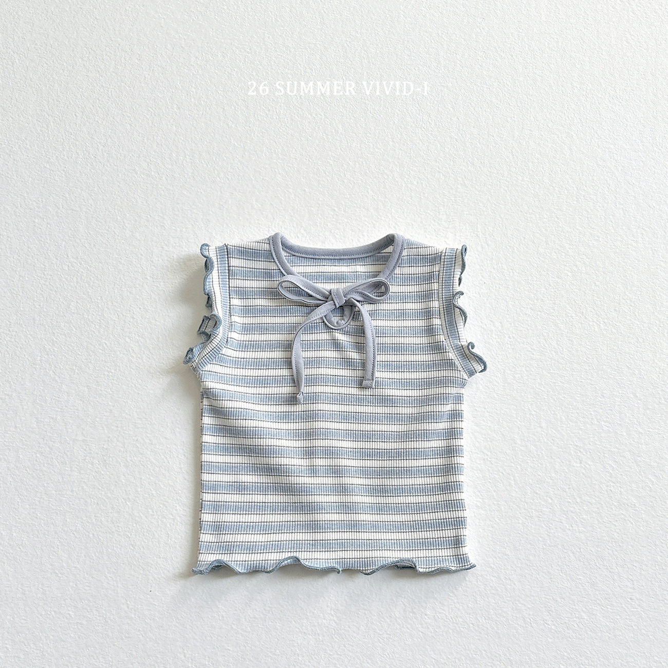 【PREORDER受付終了、ご希望はお問い合わせください。】76.Ribbon Hole Stripe Sleeveless Top