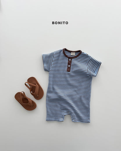 【期間限定 PRE-ODER】9.Bébé Summer Waffle Stripe Henley Suit