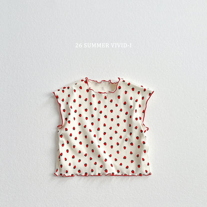【PREORDER受付終了、ご希望はお問い合わせください。】83.Strawberry Dot Flare Tee