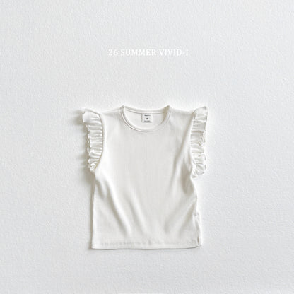 【PREORDER受付終了、ご希望はお問い合わせください。】77.Rib Frill Sleeveless Top