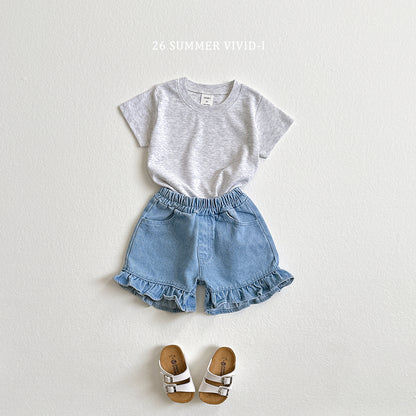 【PREORDER受付終了、ご希望はお問い合わせください。】12.Frill NonFade Denim Shorts