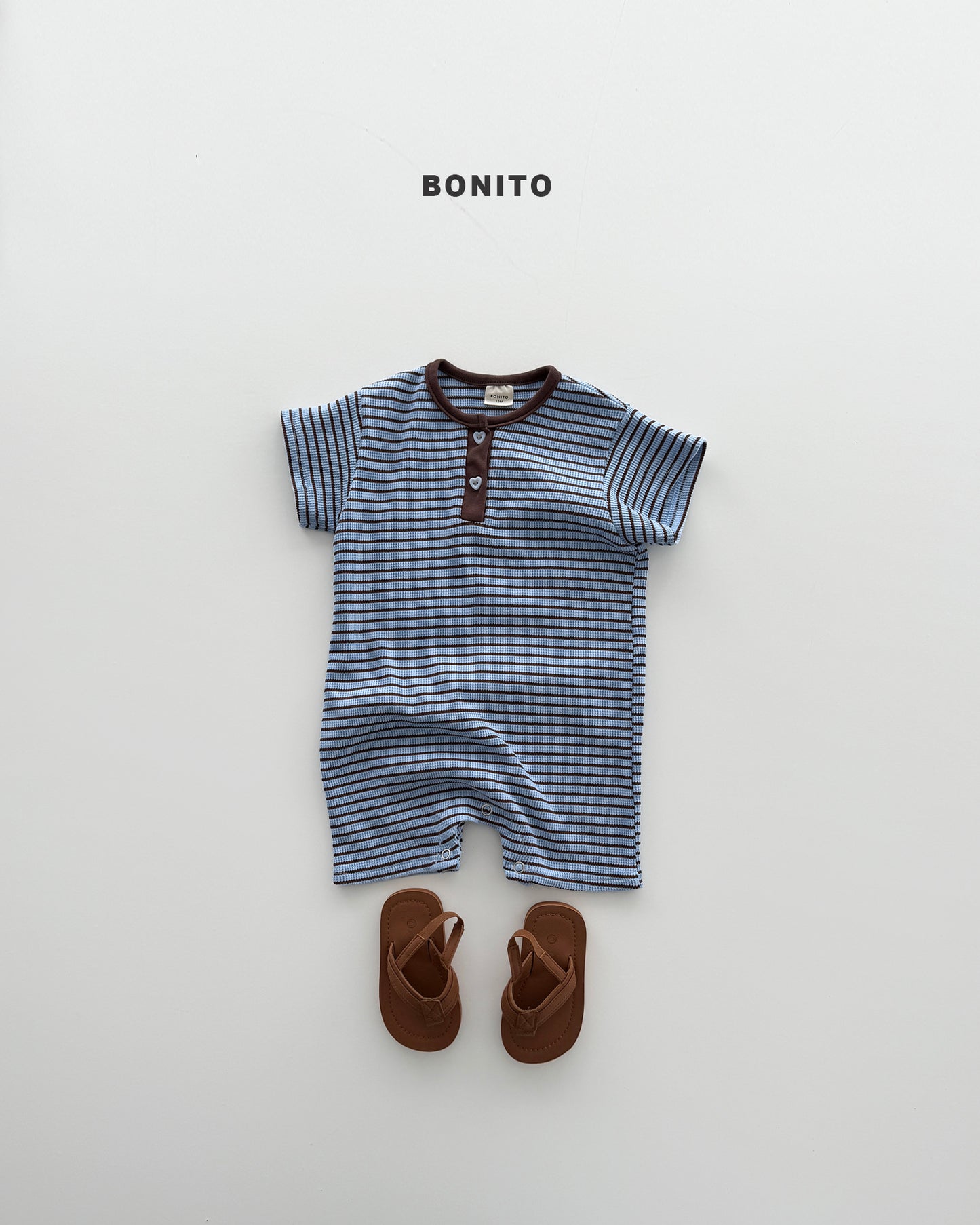【期間限定 PRE-ODER】9.Bébé Summer Waffle Stripe Henley Suit