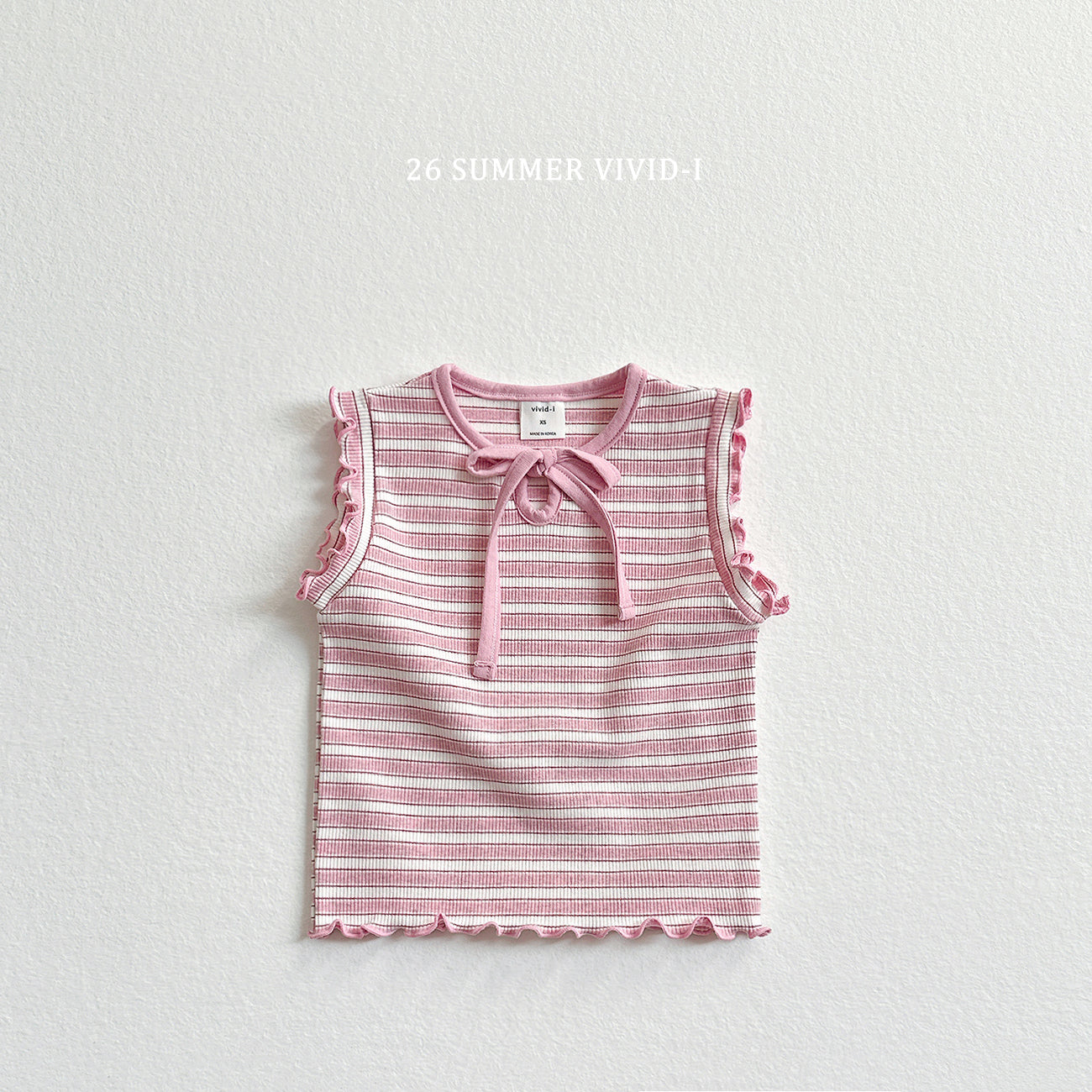 【PREORDER受付終了、ご希望はお問い合わせください。】76.Ribbon Hole Stripe Sleeveless Top