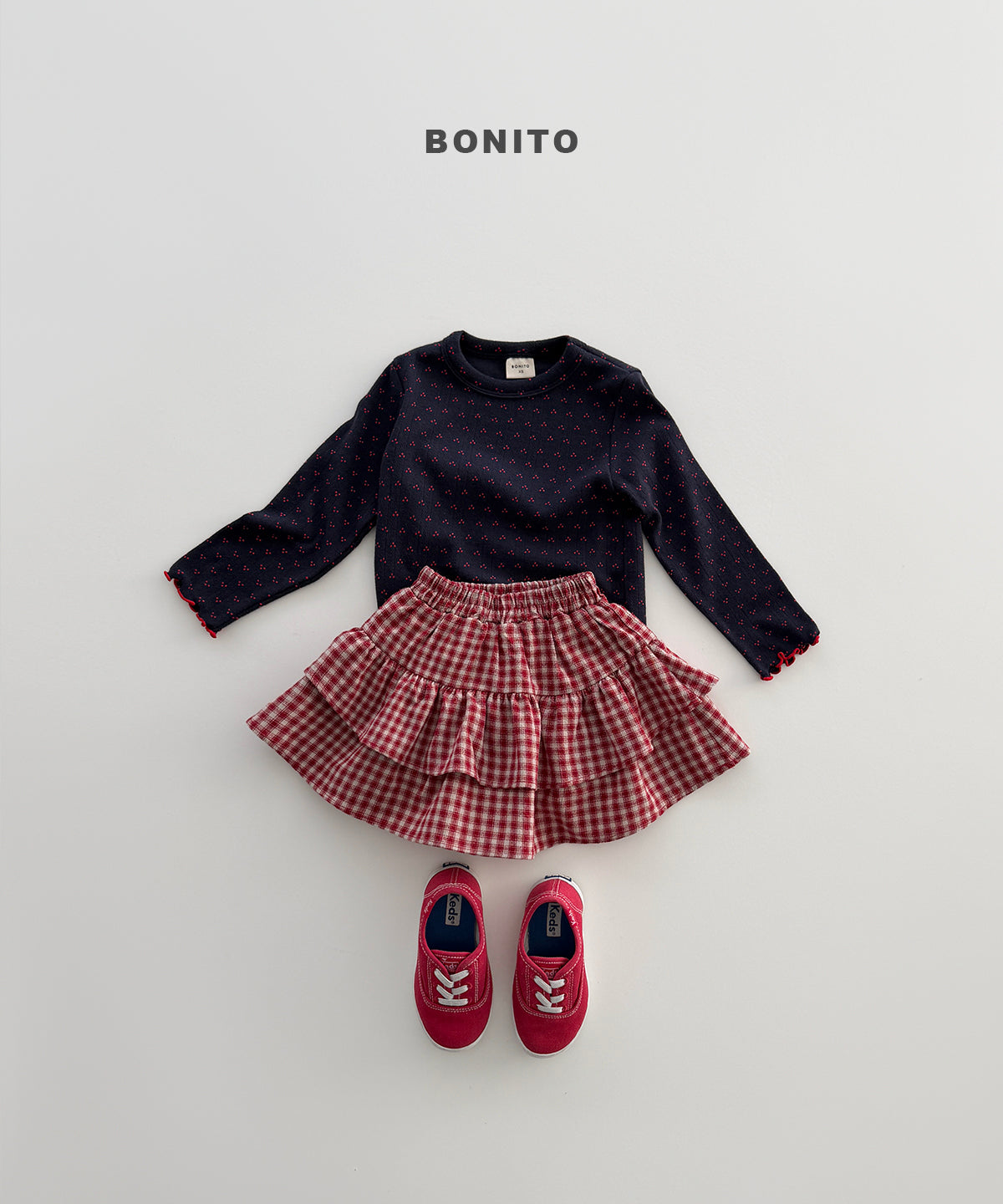 62.Check Tiered Skirt