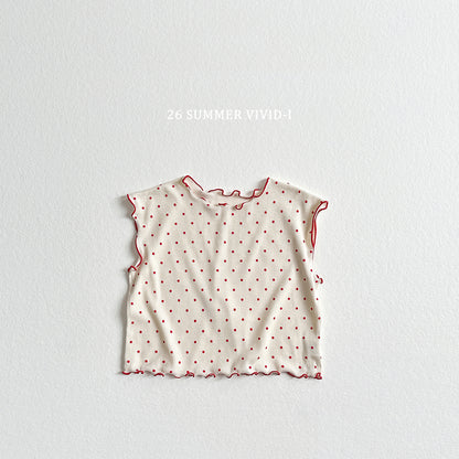 【PREORDER受付終了、ご希望はお問い合わせください。】83.Strawberry Dot Flare Tee