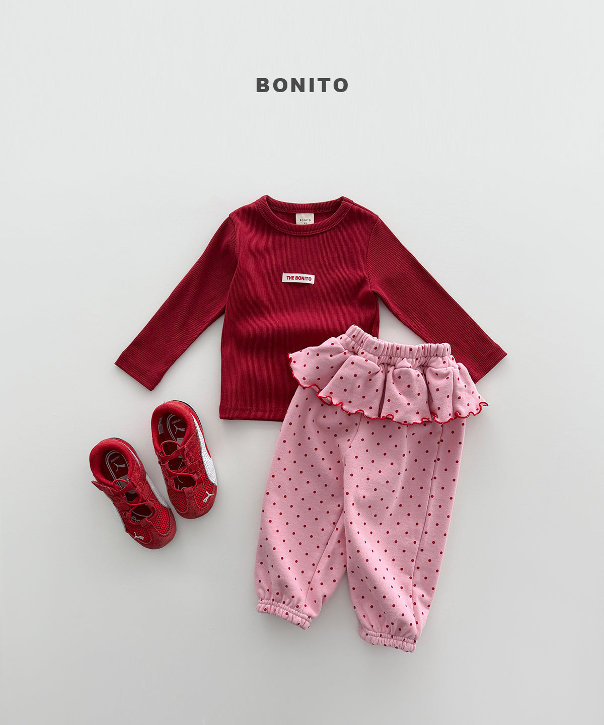 60.Dot Frill Jogger Pants