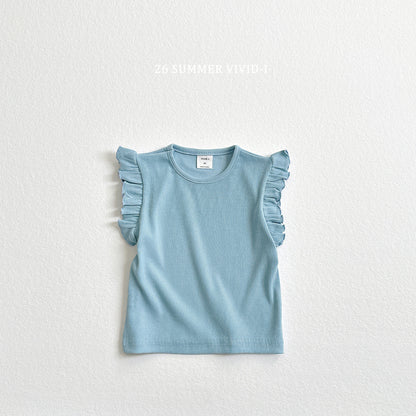 【PREORDER受付終了、ご希望はお問い合わせください。】77.Rib Frill Sleeveless Top