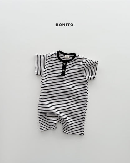 【期間限定 PRE-ODER】9.Bébé Summer Waffle Stripe Henley Suit