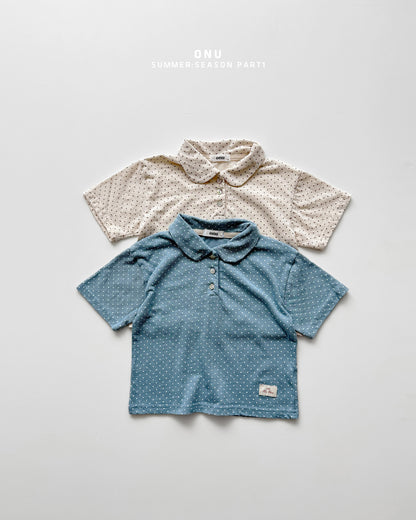 【PREORDER受付終了、ご希望はお問い合わせください。】33.Dot collar short sleeve tee