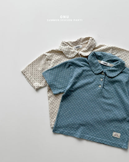 【PREORDER受付終了、ご希望はお問い合わせください。】33.Dot collar short sleeve tee