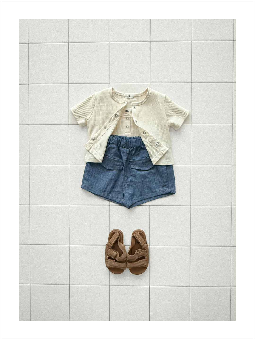 【PREORDER受付終了、ご希望はお問い合わせください。】28.Waffle short sleeve cardigan