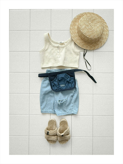 【PREORDER受付終了、ご希望はお問い合わせください。】29.Mini waffle sleeveless top