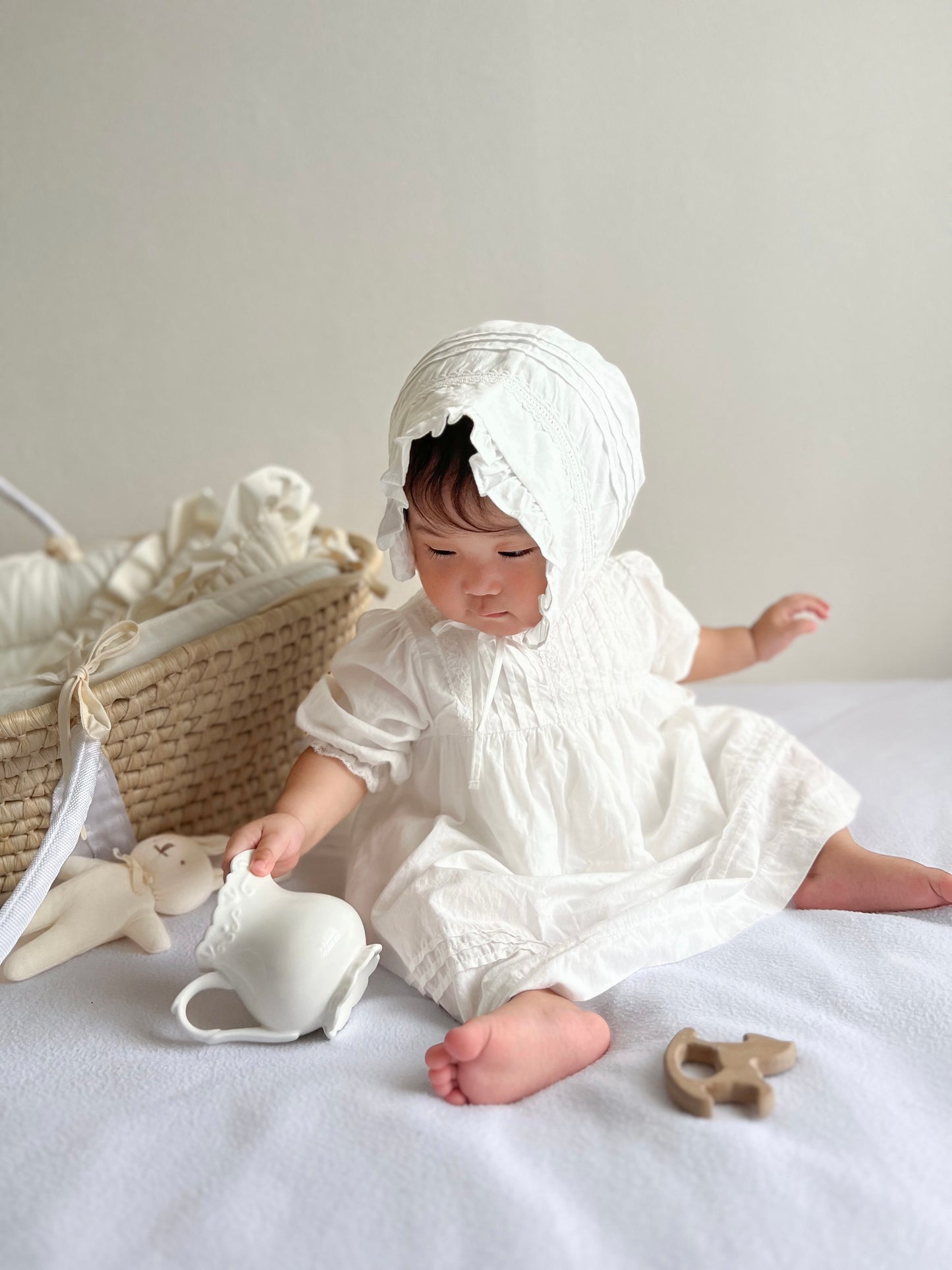 ｟送料無料｠退院着から1歳頃まで / petit baby dress + bonnet