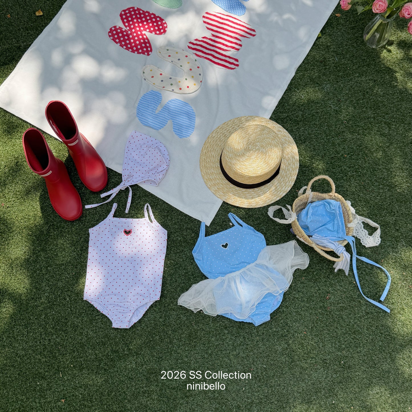 【PRE-ODER 10%OFF 〆6.30(火)】20.ACC) Candy Dot Swimwear (Bonnet Set)