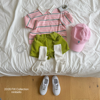 18.Milky Striped Polo Shirt