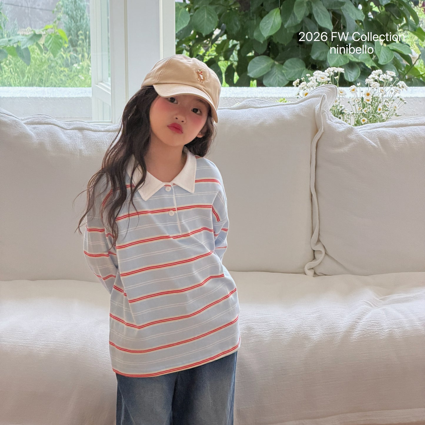 18.Milky Striped Polo Shirt