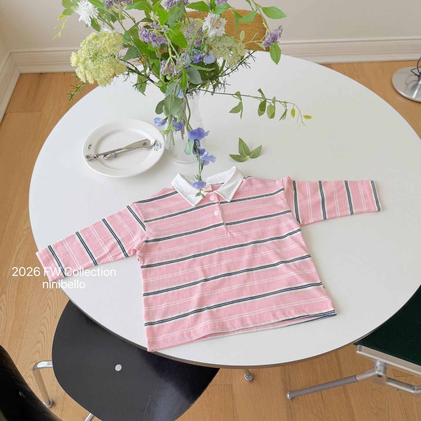 18.Milky Striped Polo Shirt