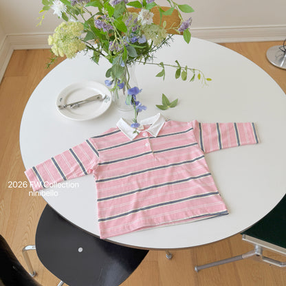 18.Milky Striped Polo Shirt