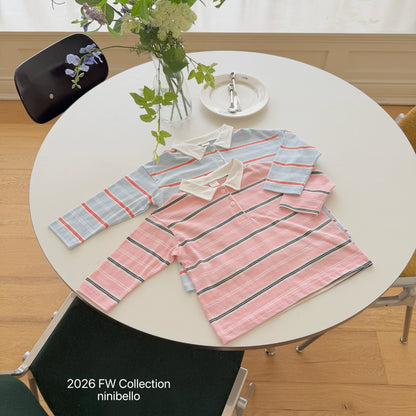 18.Milky Striped Polo Shirt
