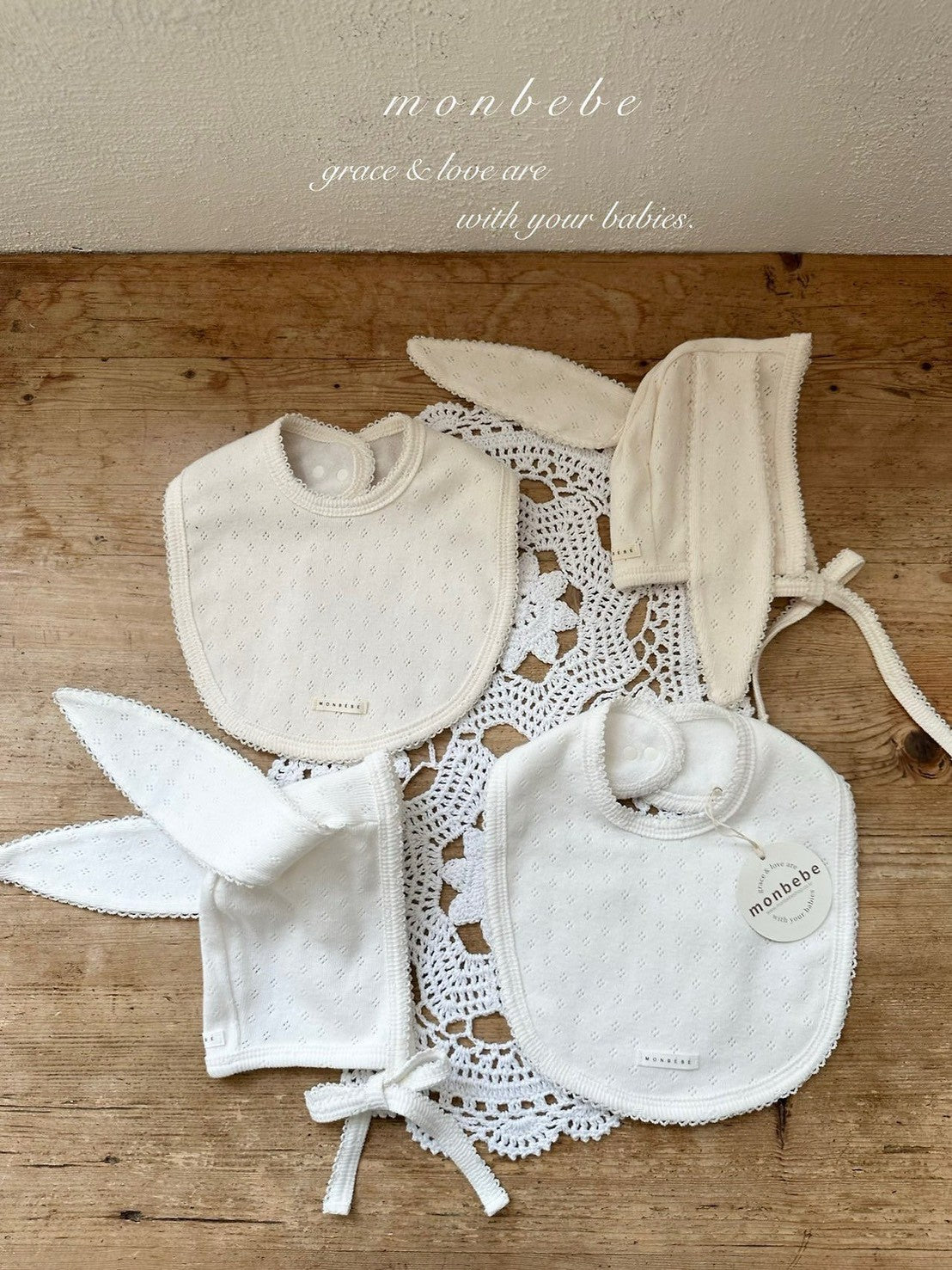 【PRE-ODER〆8.9(sun)】08. Jacquard Cotton Bib | monbebe