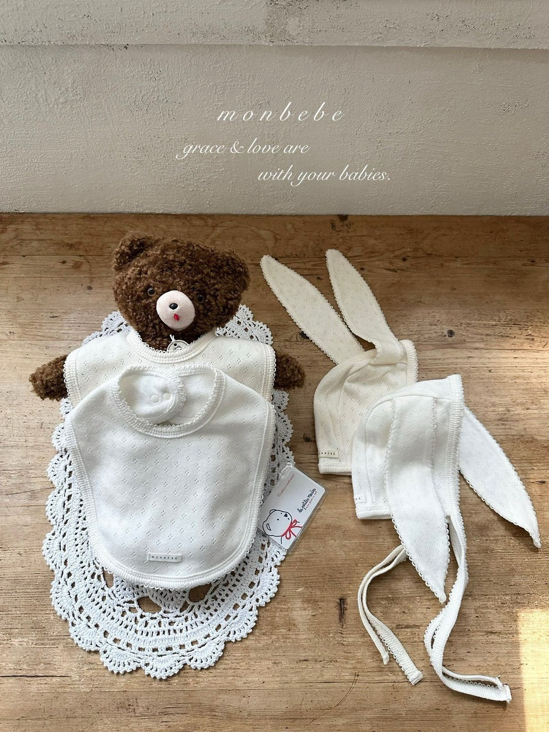 【PRE-ODER〆8.9(sun)】07. Jacquard Cotton Bunny Bonnet | monbebe