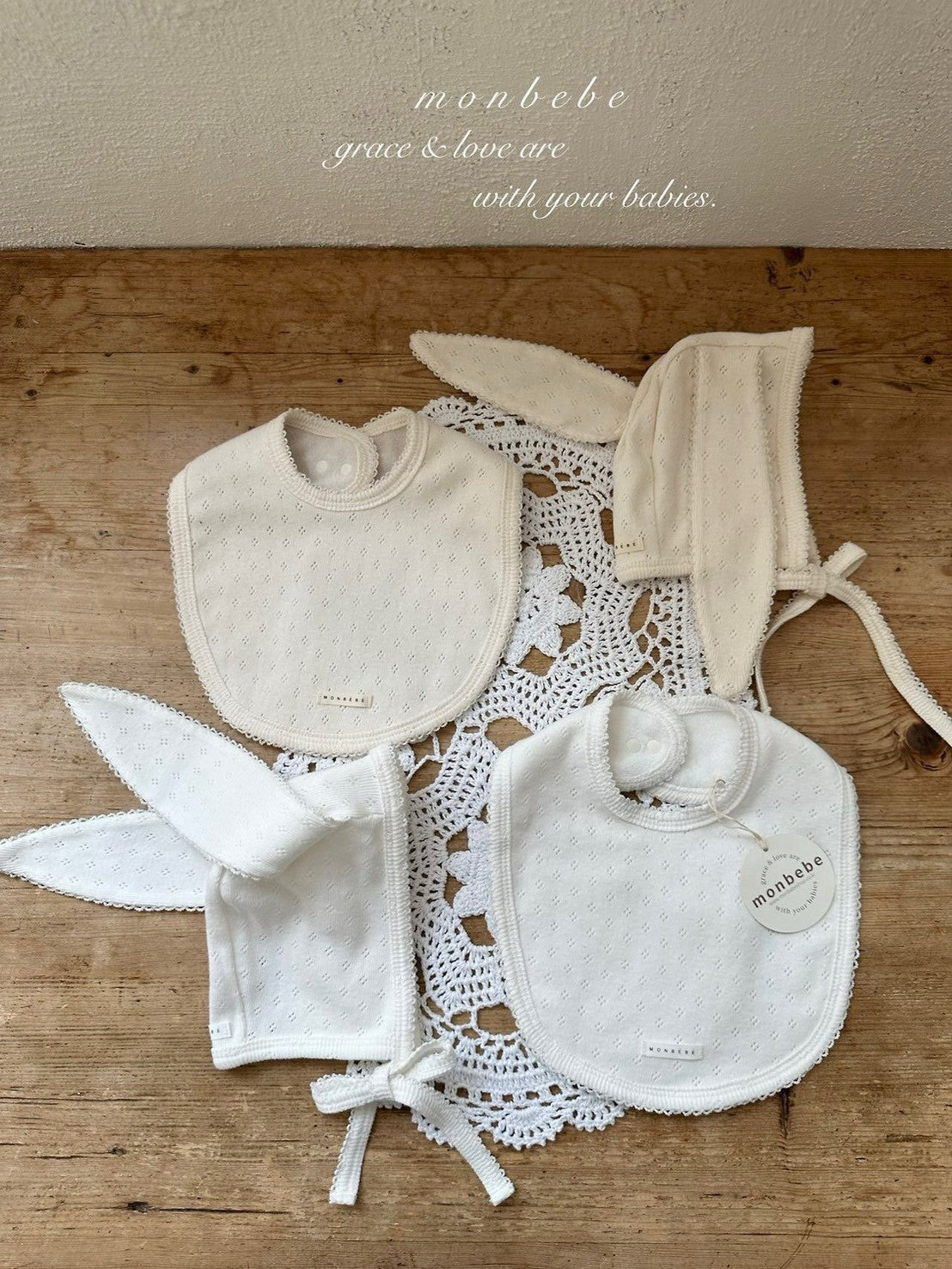 【PRE-ODER〆8.9(sun)】07. Jacquard Cotton Bunny Bonnet | monbebe