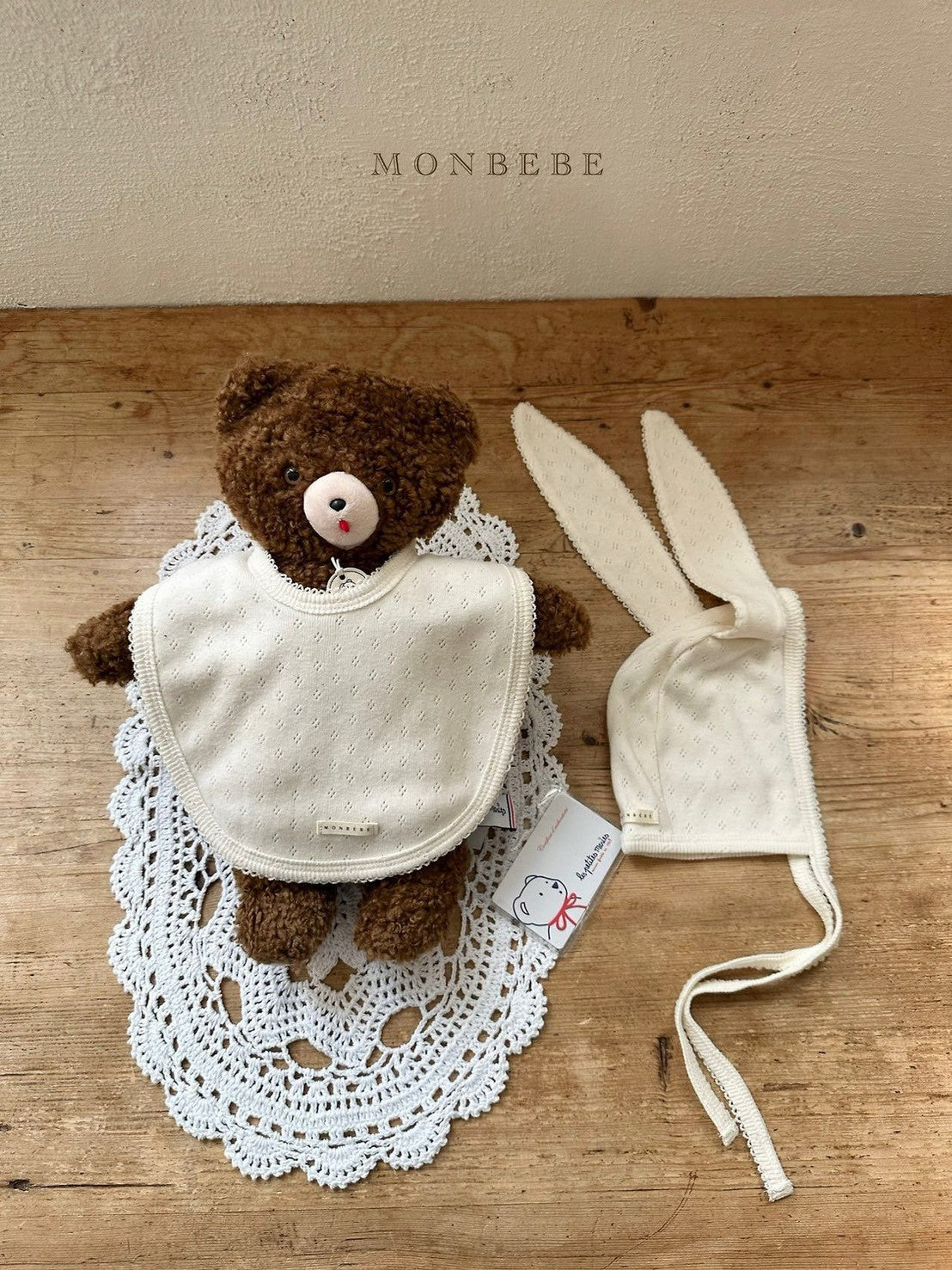 【PRE-ODER〆8.9(sun)】07. Jacquard Cotton Bunny Bonnet | monbebe