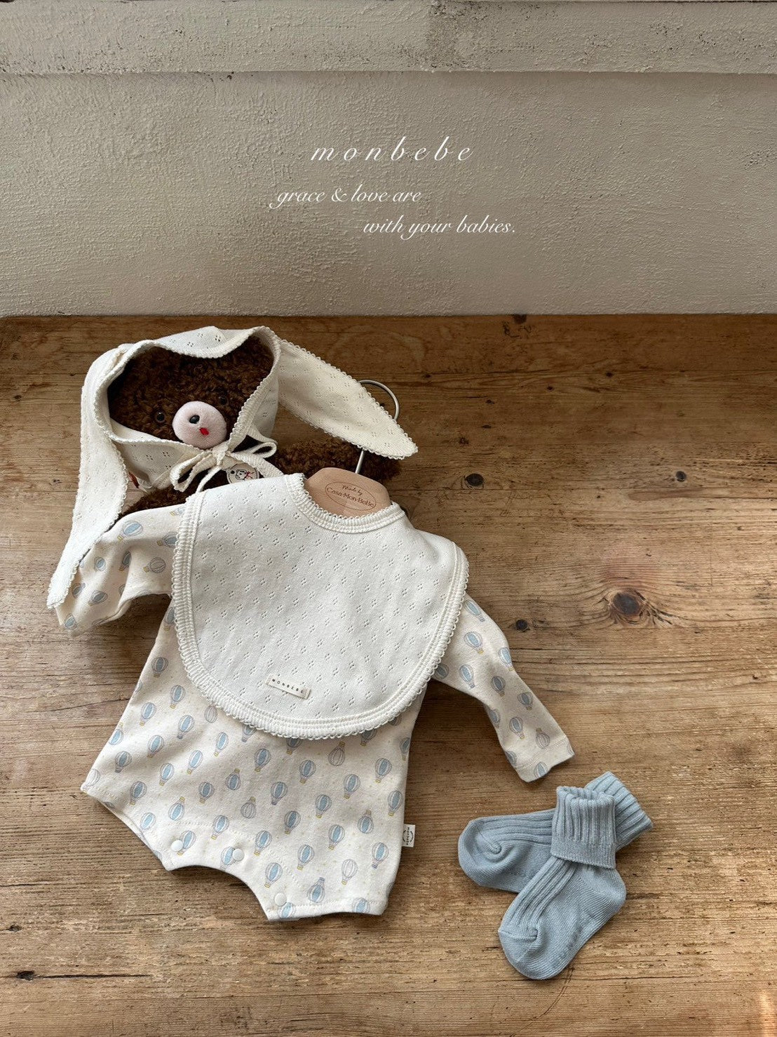 【PRE-ODER〆8.9(sun)】07. Jacquard Cotton Bunny Bonnet | monbebe