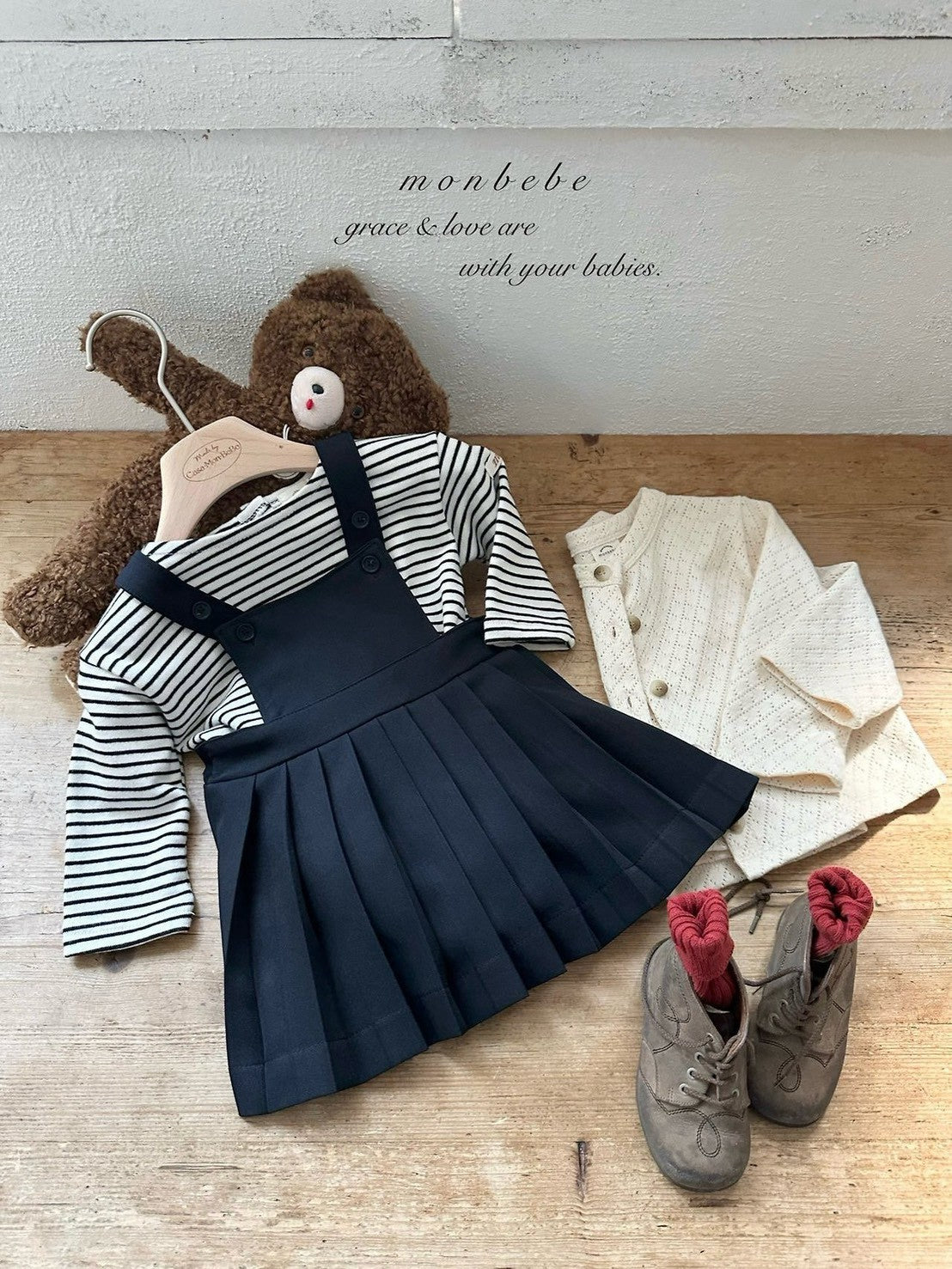【PRE-ODER〆8.9(sun)】41. Louis Pleated Suspender Skirt | monbebe