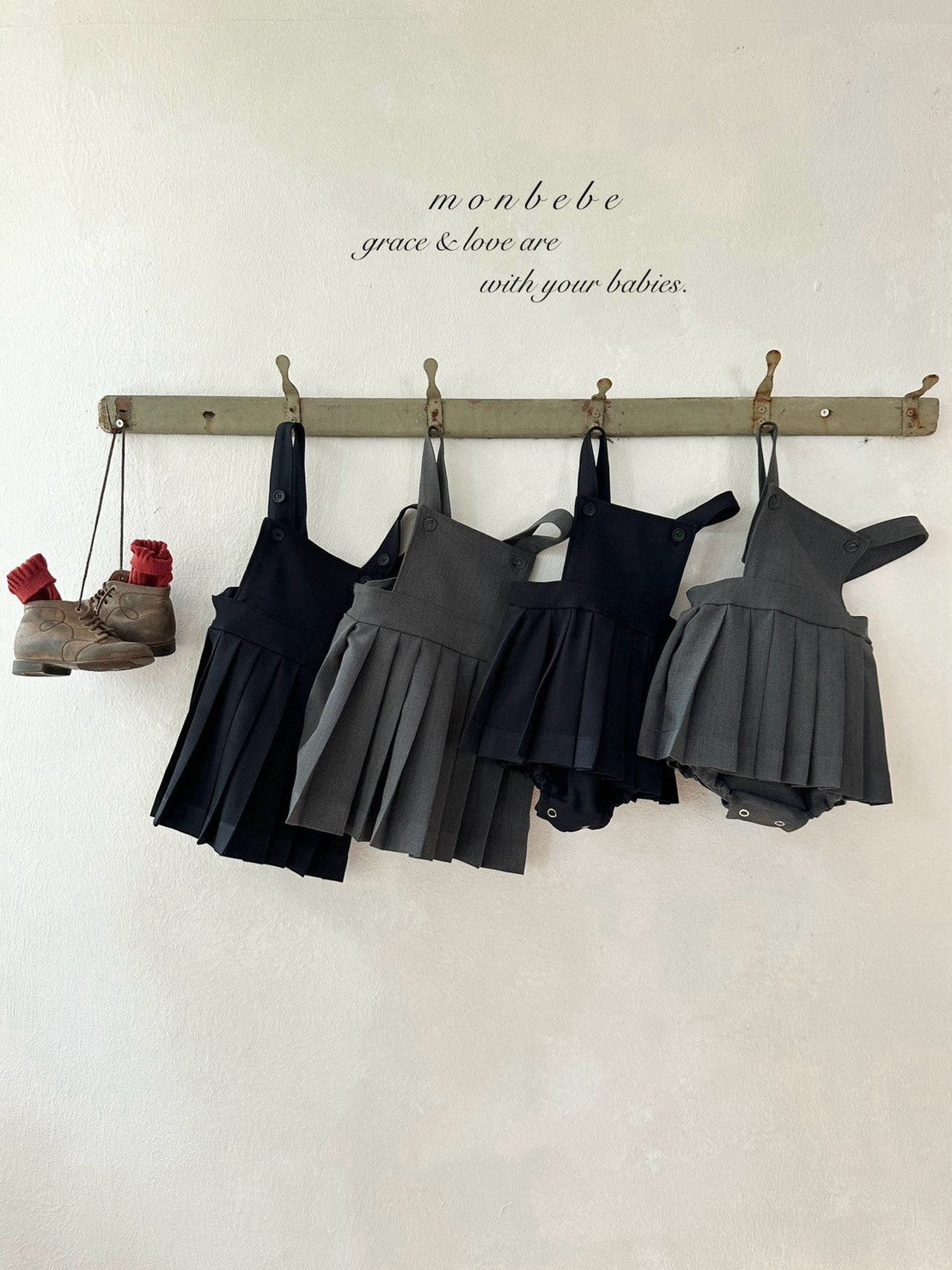 【PRE-ODER〆8.9(sun)】41. Louis Pleated Suspender Skirt | monbebe