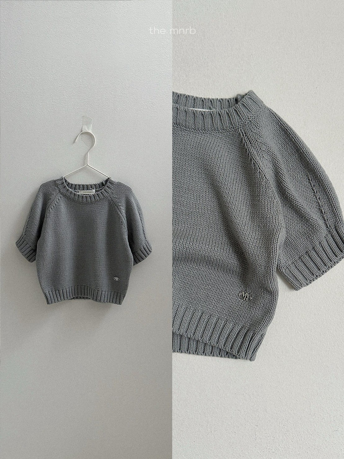 28.Emblem 3/4 Sleeve Knit Top