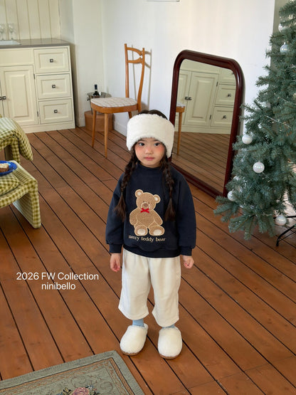 ［ninibello］teddy bear raglan sweatshirt