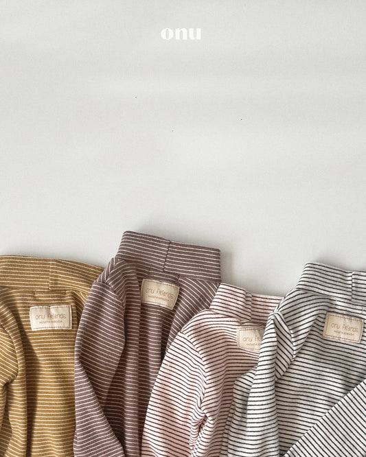 ［ONU］stripe half neck tee