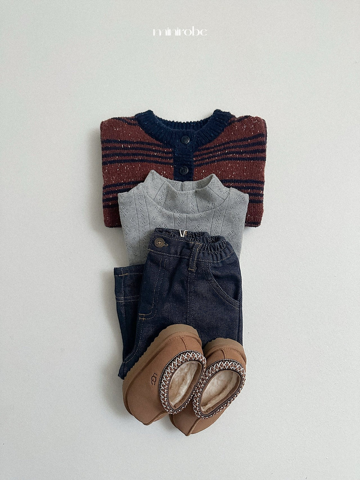 ［minirobe］four line knit cardigan