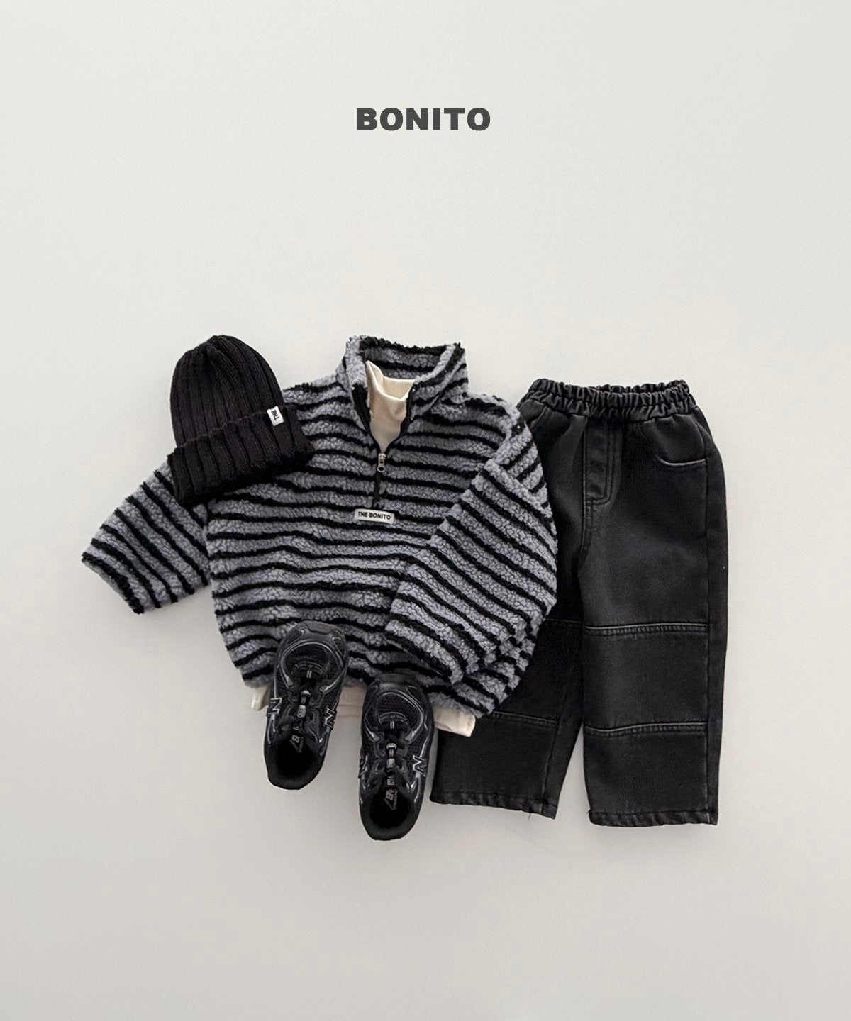［BONITO］boucle stripe half zip