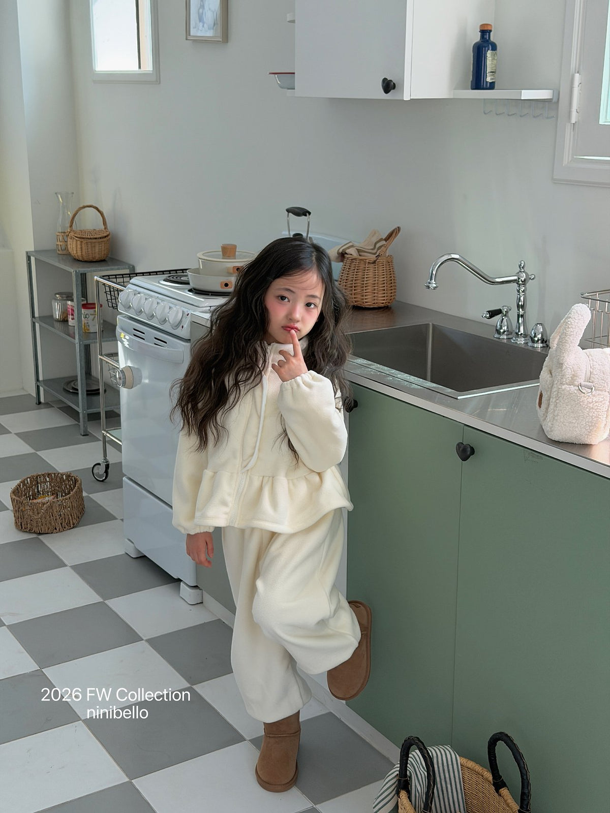［ninibello］marshmallow fleece zip-up tops