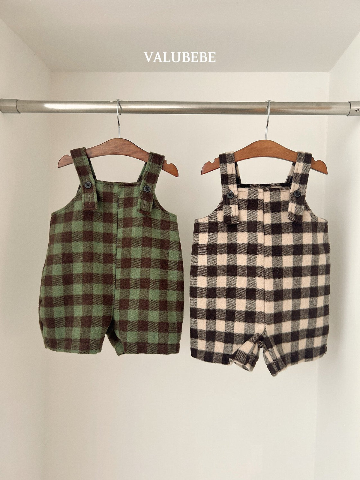 ［valubebe］almond check overall pants
