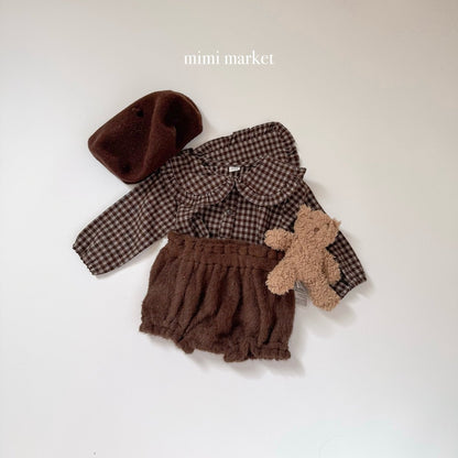 ［mimimarket］check frill collar blouse