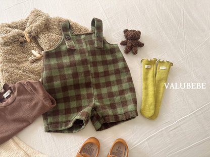 ［valubebe］almond check overall pants