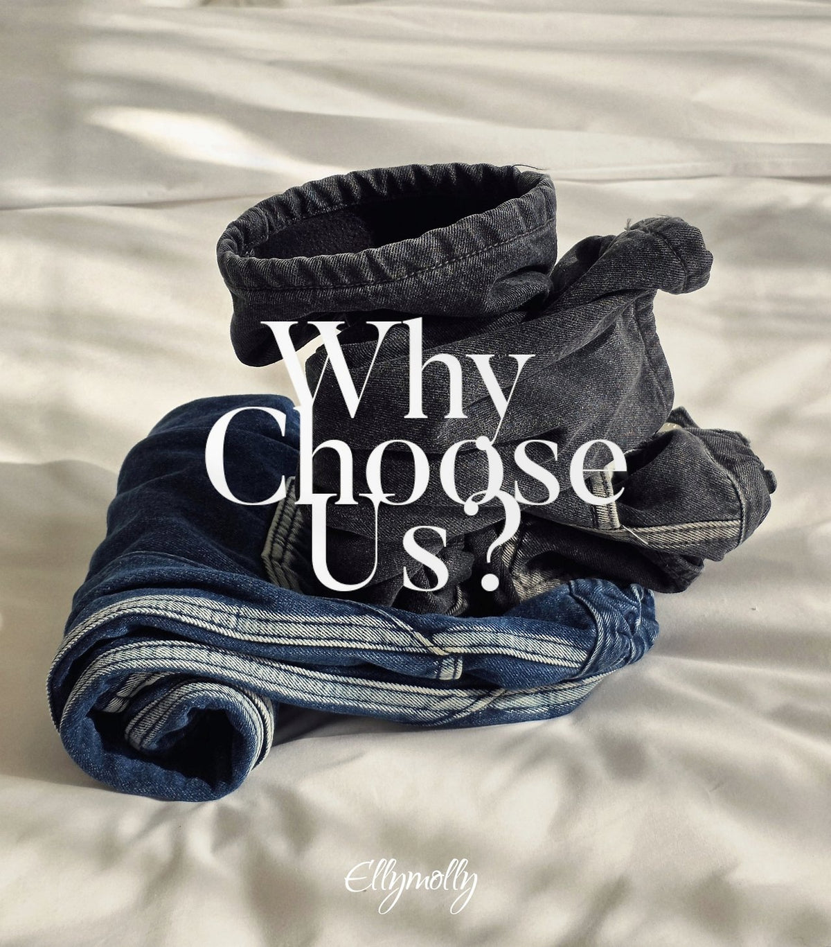 ［ellymolly］linework fleece denim pants